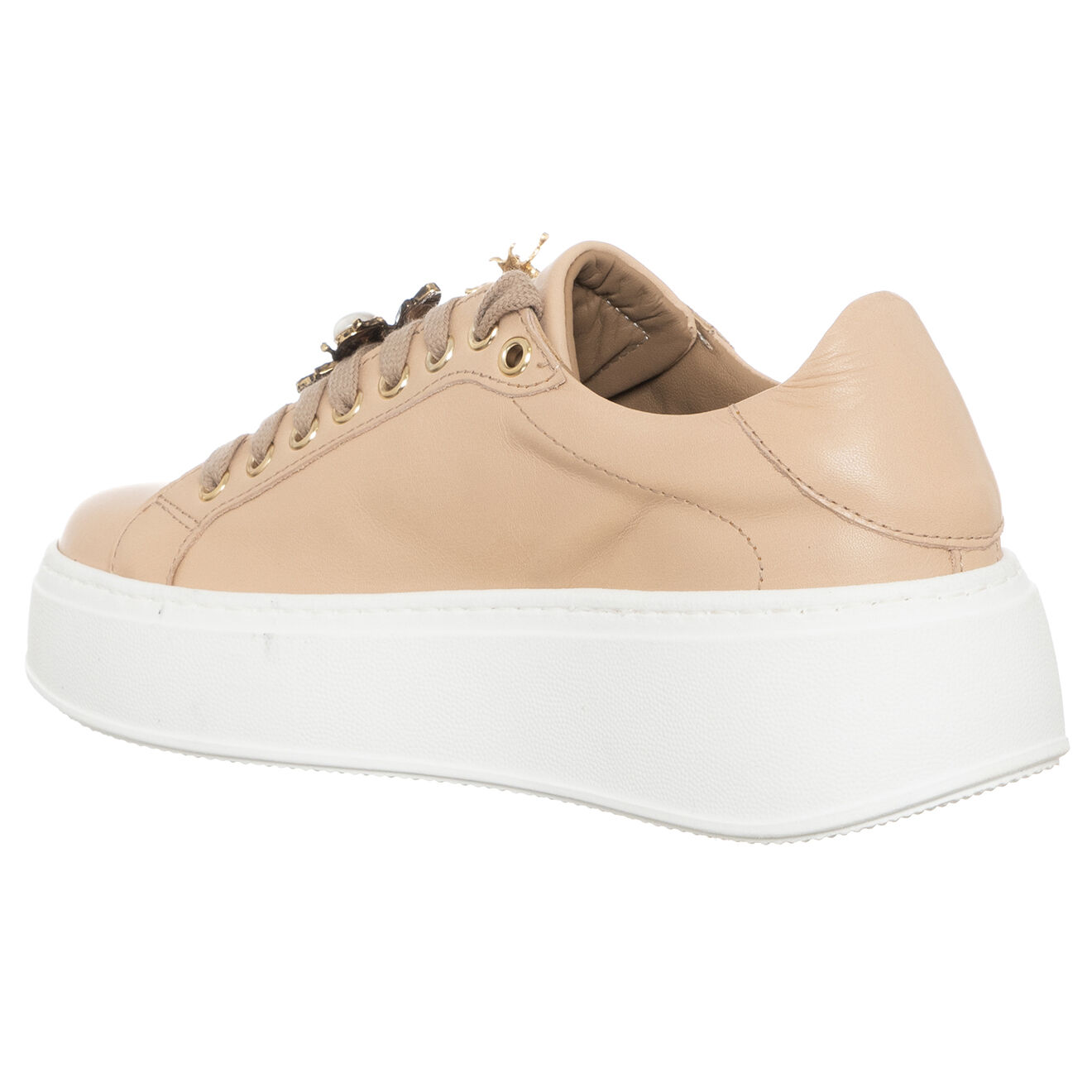 Loretta Pettinari Sneakers en Cuir Osta beige/blanc