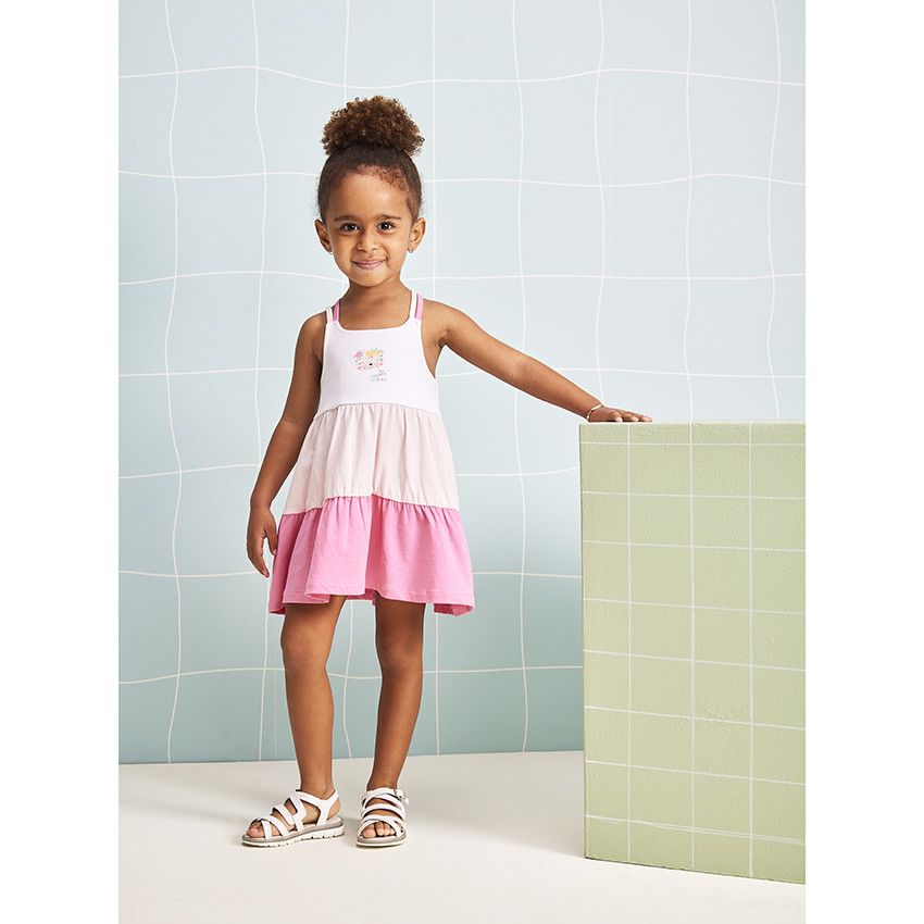 Robe à double bretelles effet dégradé pour bébé fille - Blanc