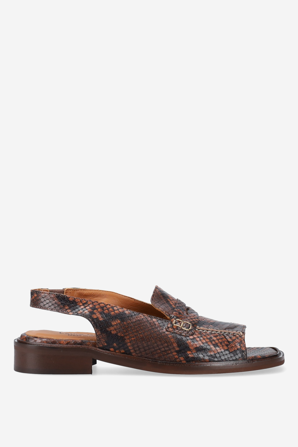 Pitone leather open-toe slingbacks