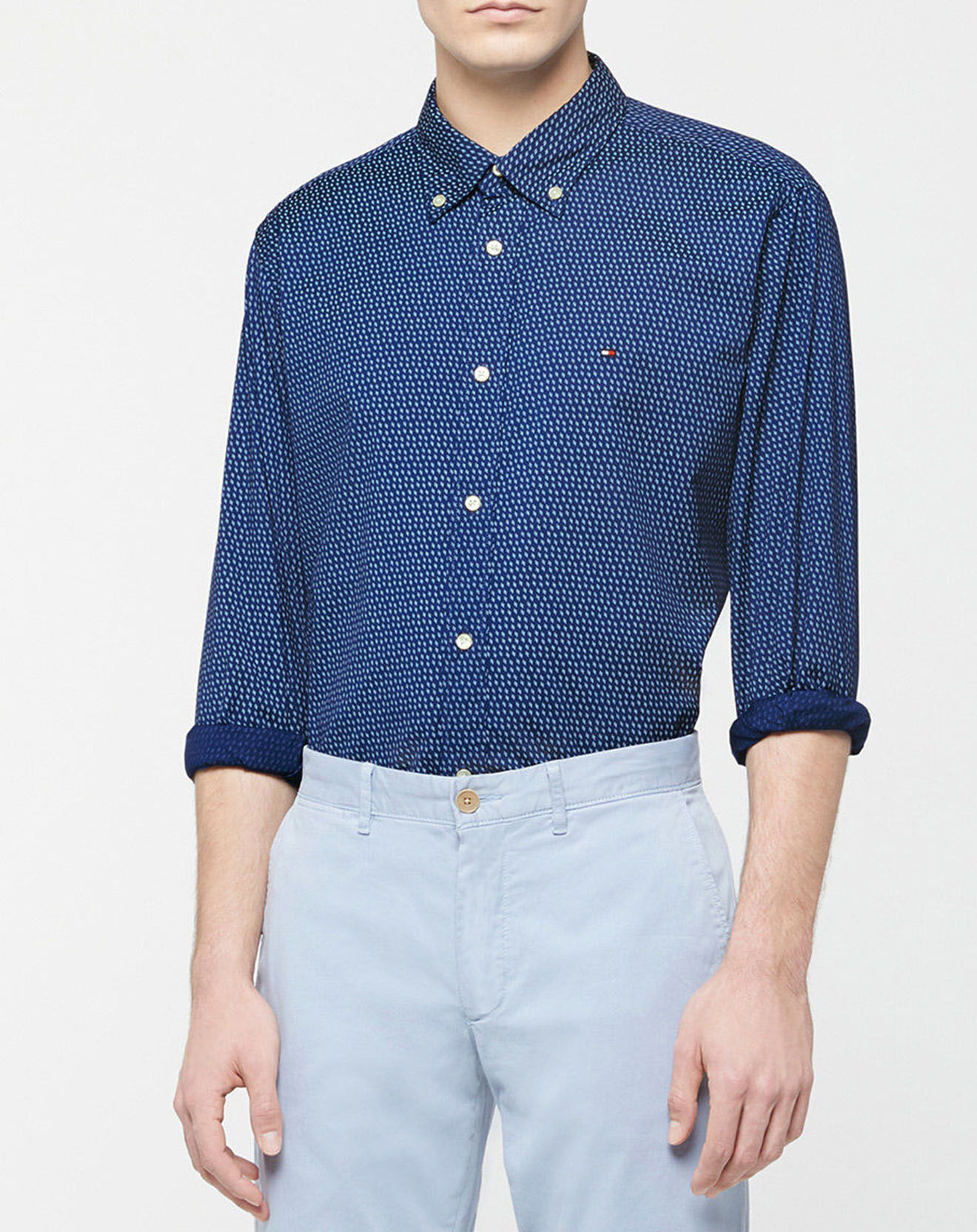 Tommy Hilfiger Chemise droite Soft Micro bleu foncé