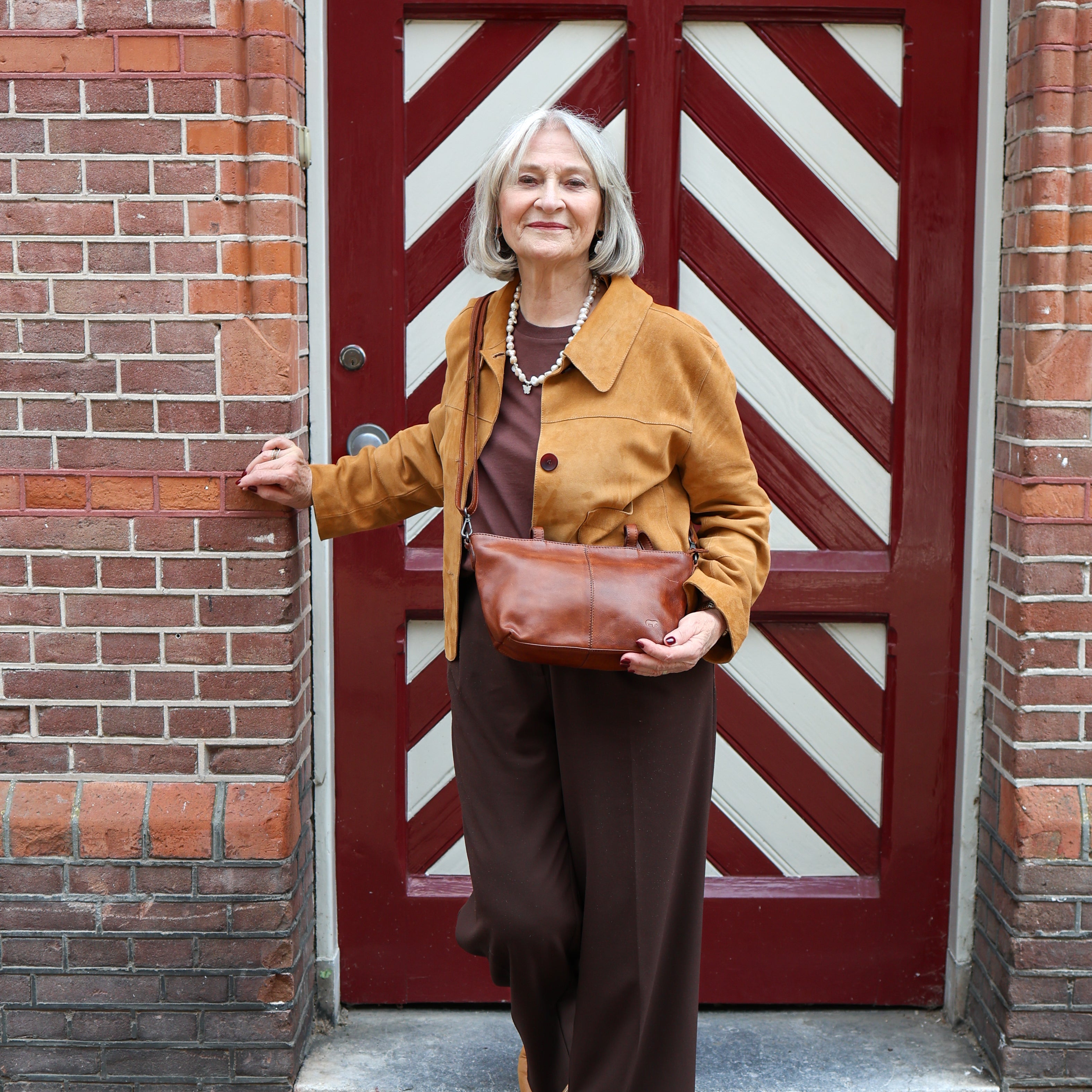 Klein hand-/schoudertasje 'Lola' cognac Cognac