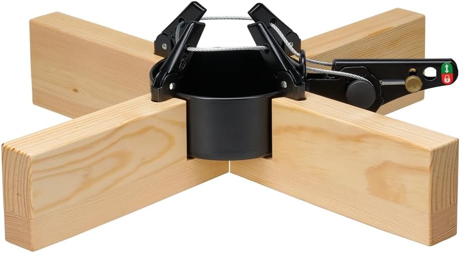 Krinner Design Christbaumständer Kopenhagen Kiefer Holz Weihnachtsbaumständer 50cm für Baumhöhen bis max. 2,5m mit Rundum-Einseil-Technik