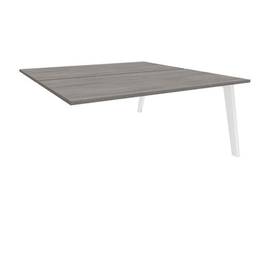 Bureau double STEELY - L180 cm - Double face Suivant - Pieds blanc - plateau imitation Chêne gris