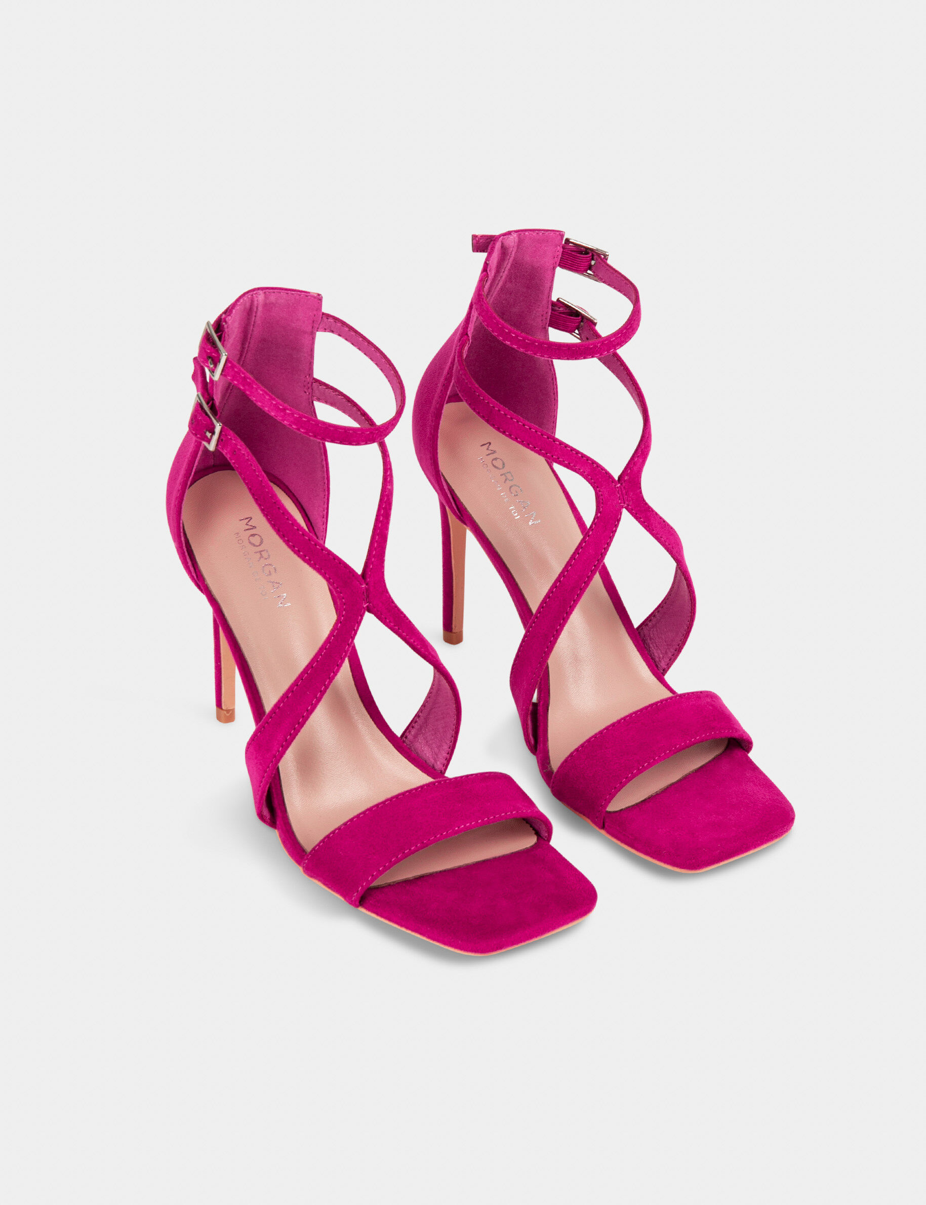 Sandales à talons avec brides rose femme - rose