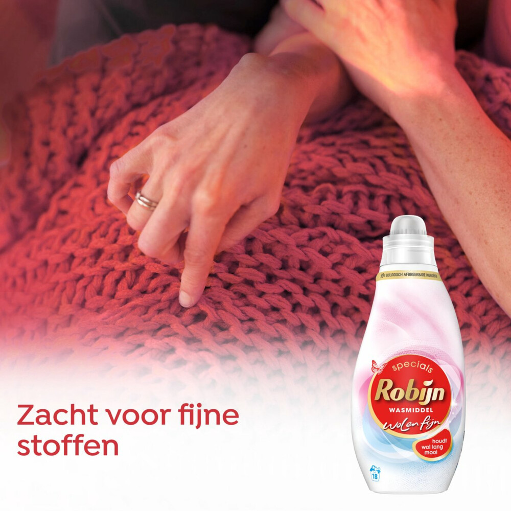 6x Robijn Vloeibaar Wasmiddel Wol & Fijn 18 Wasbeurten720 ml