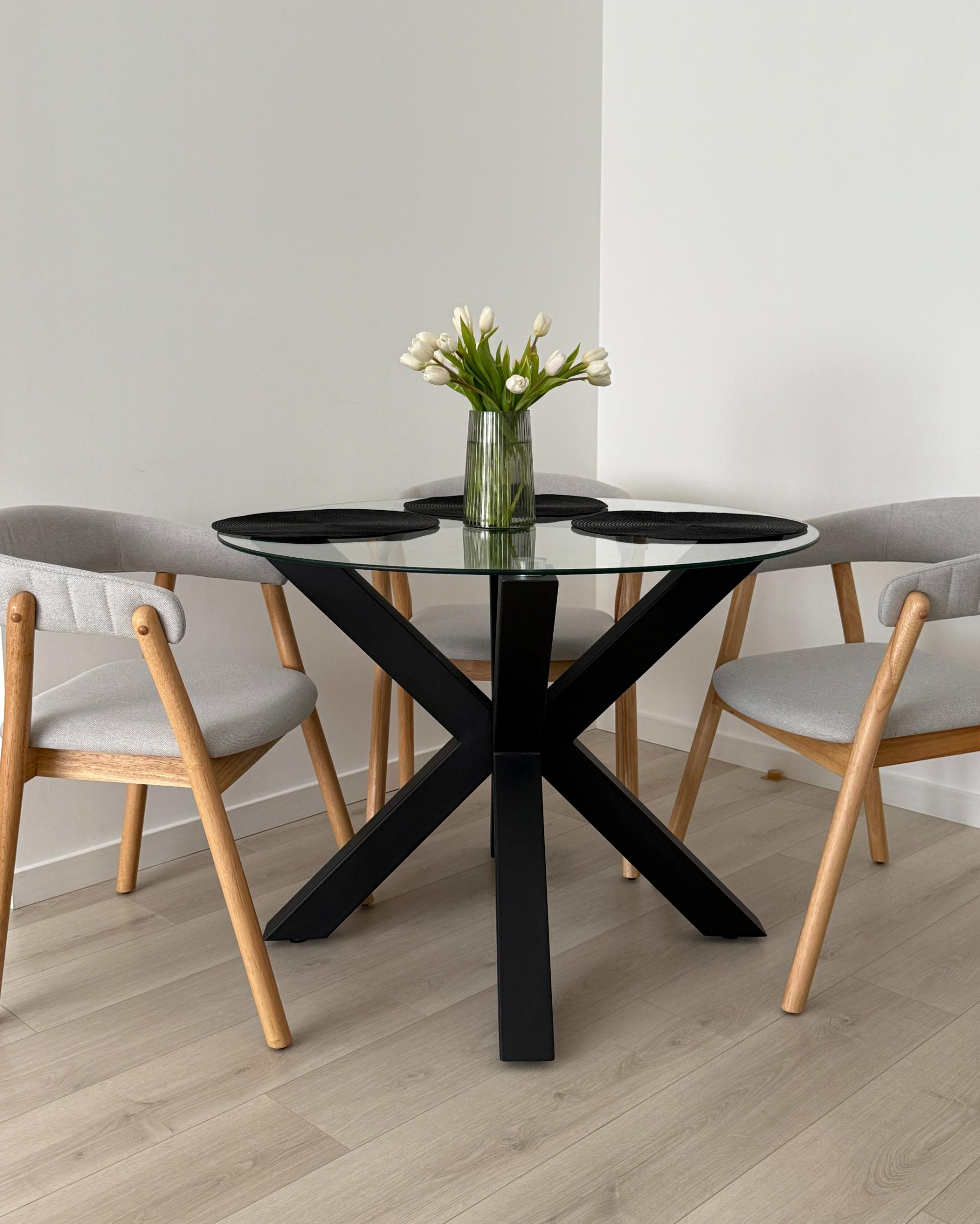 Set van 2 eetkamerstoelen MYLO Hout Lichtbruin/grijs