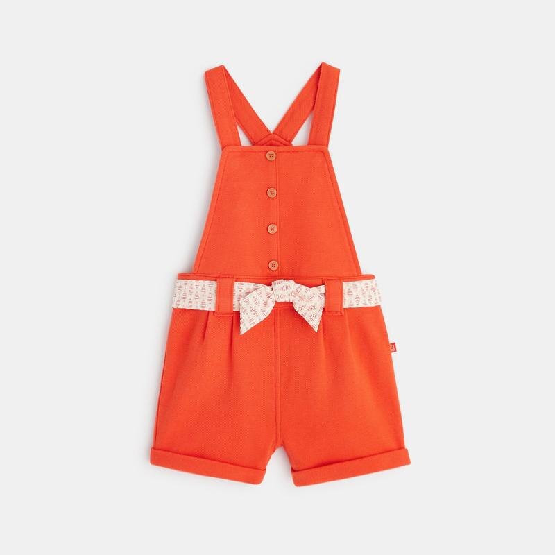 Salopette courte maille fantaisie rouge bébé fille Rouge