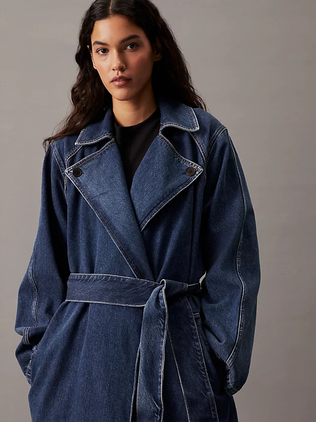 Impermeável em denim com corte relaxado