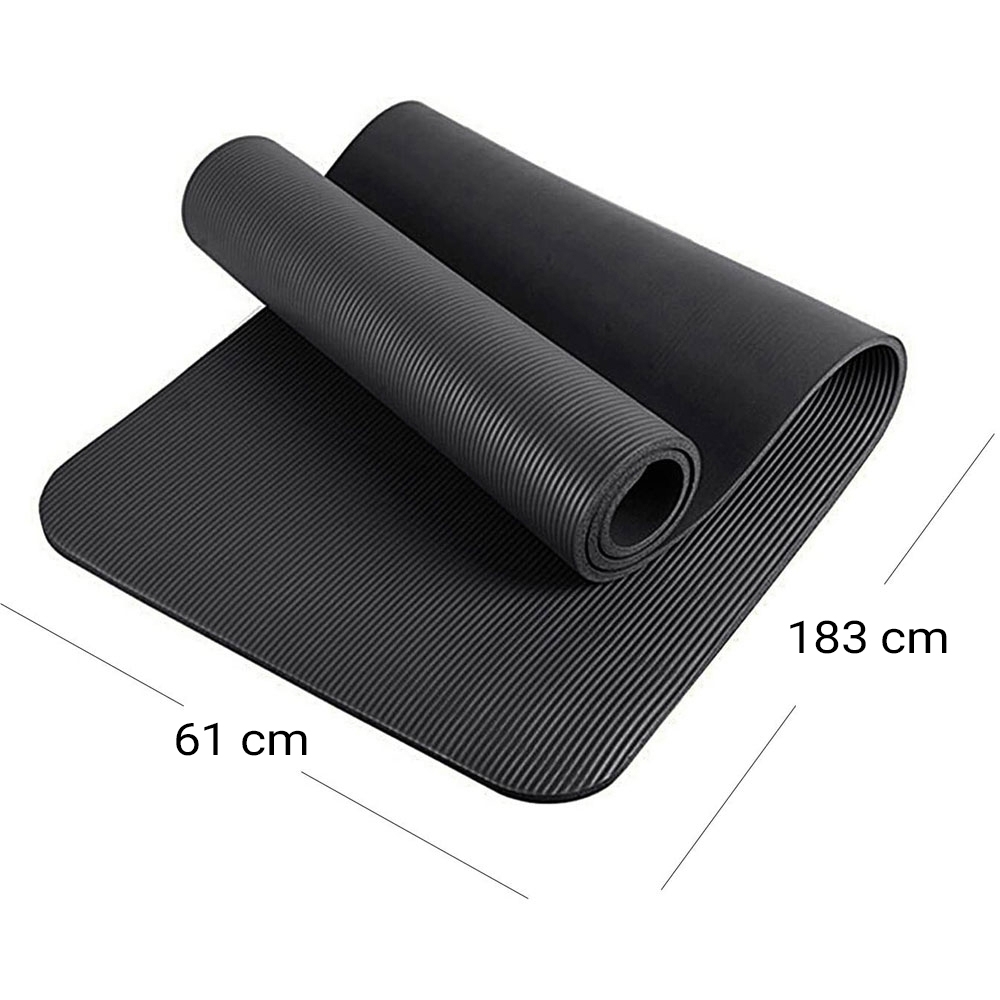 (183x61x1cm) Fitness Yogamatte Pilates Gymnastikmatte Workout Übungsmatte - Schwarz