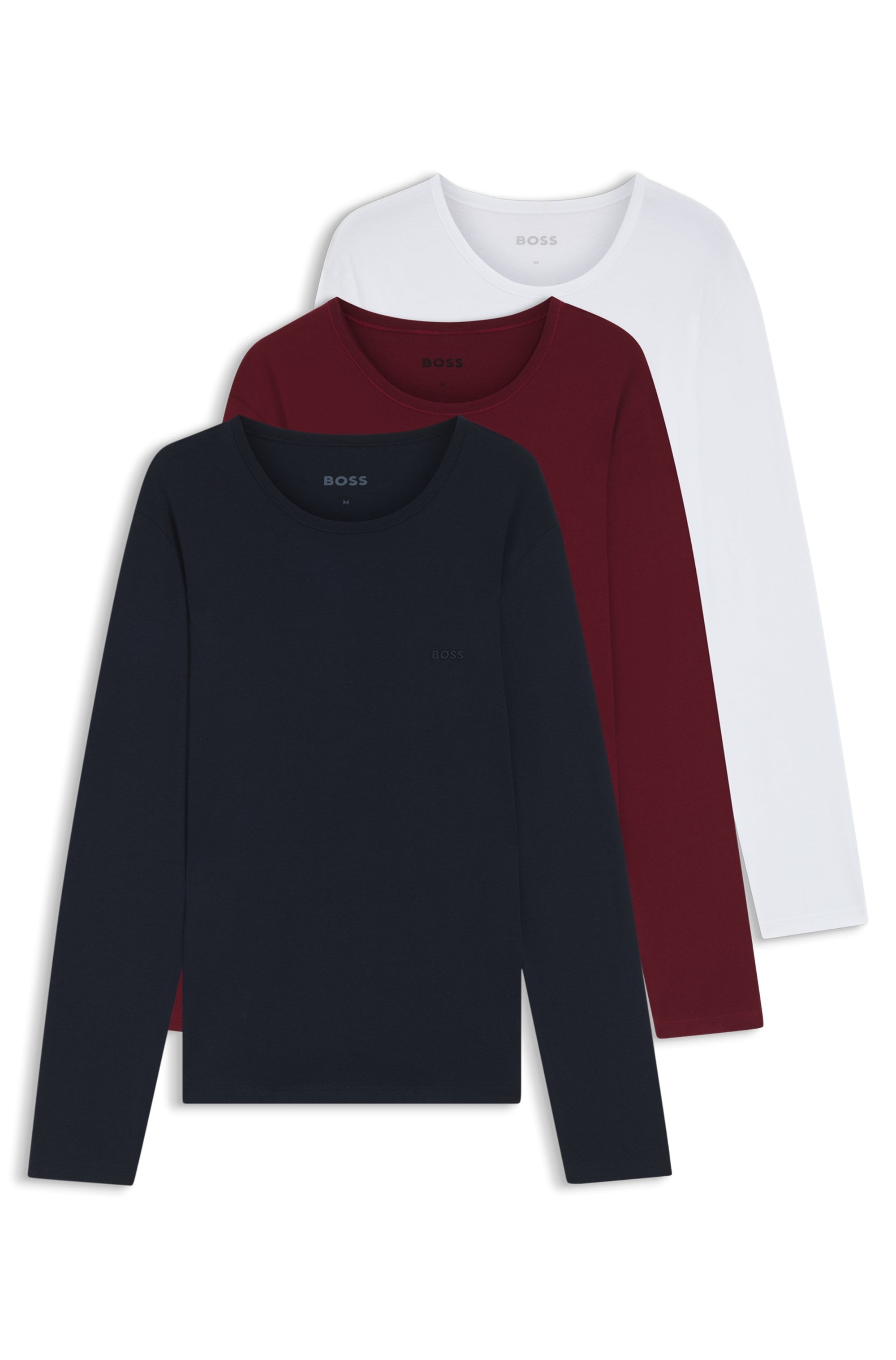 BOSS Langarmshirt »longsleeve-Shirt R-Neck Classic COTTON 3pcs/pack«, 3 Stk. mit BOSS Logo-Schriftzug