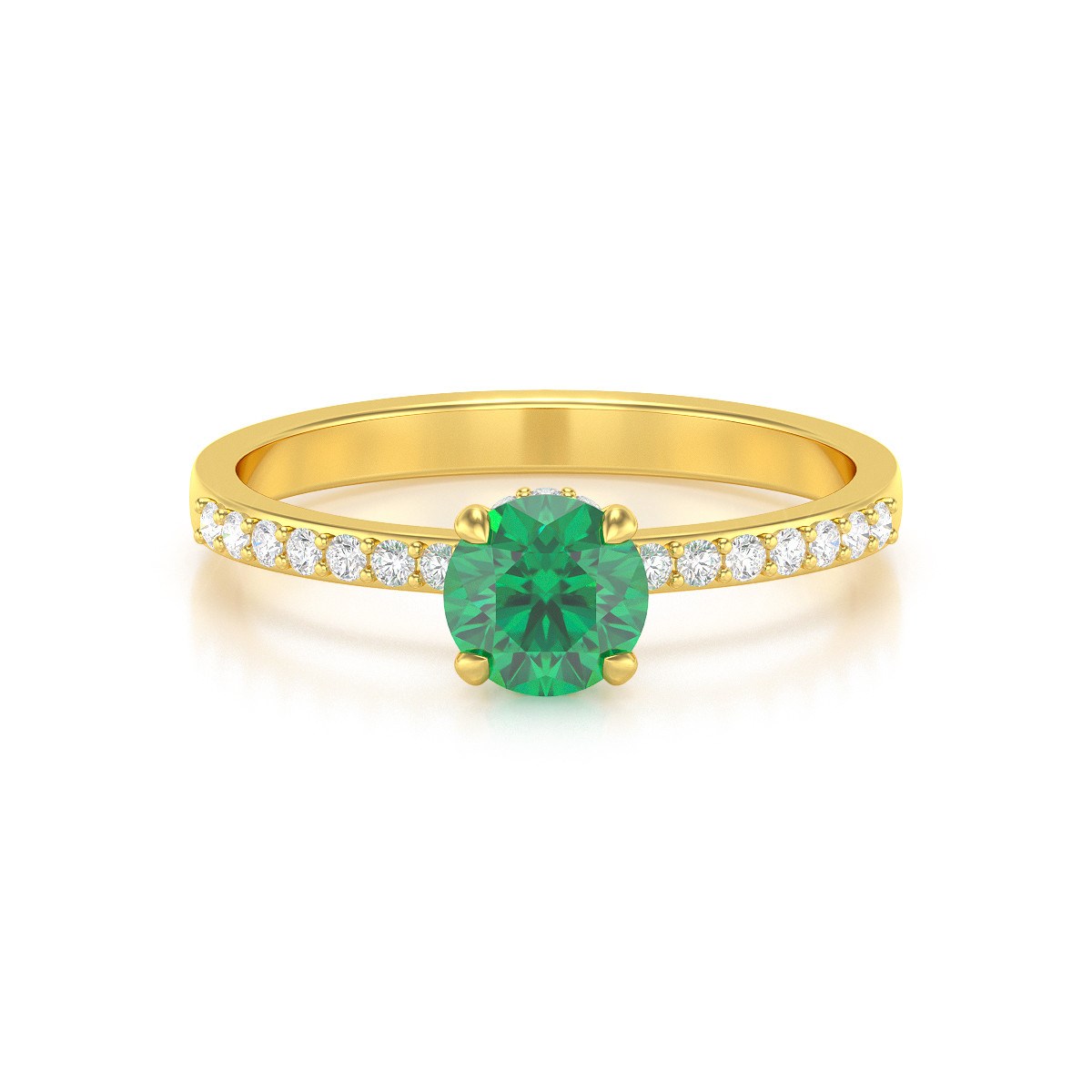 Bague ADEN Or 585 Jaune Emeraude et diamants 2.4grs