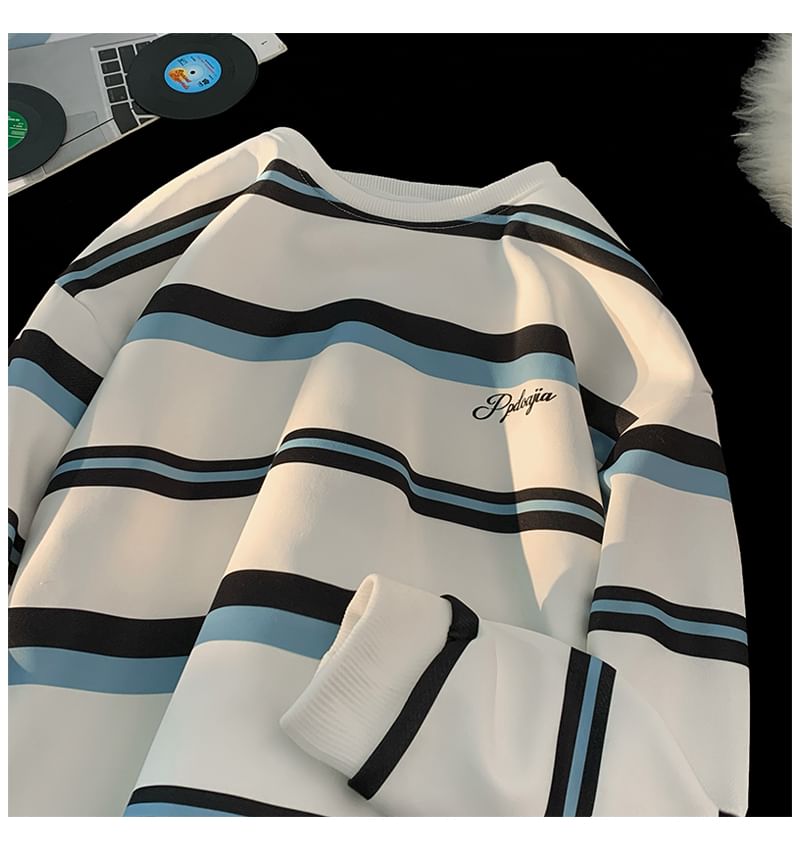 Mimiyox - T-shirt met lange mouwen, ronde hals en strepenprint