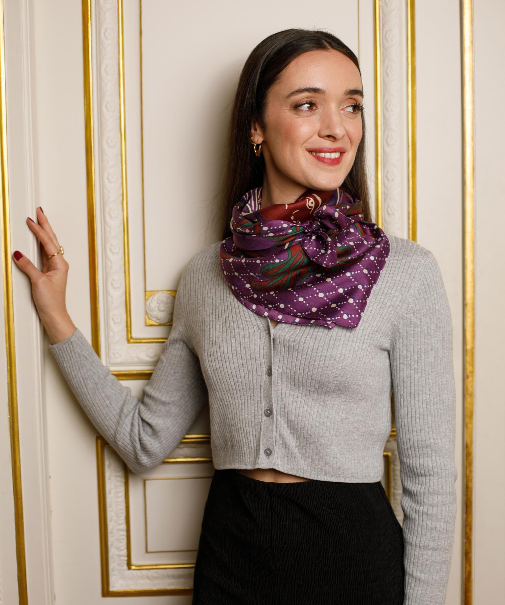 Carré Soie Astre  80 x 80cm - Violet
