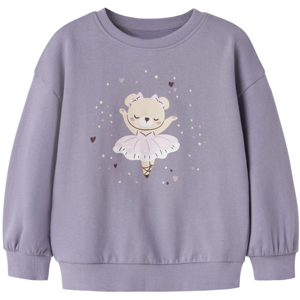 Køb Name It Lavender Gray Ballerina Bear Nmfvalona Ls Long Rlx Sweat Bru
