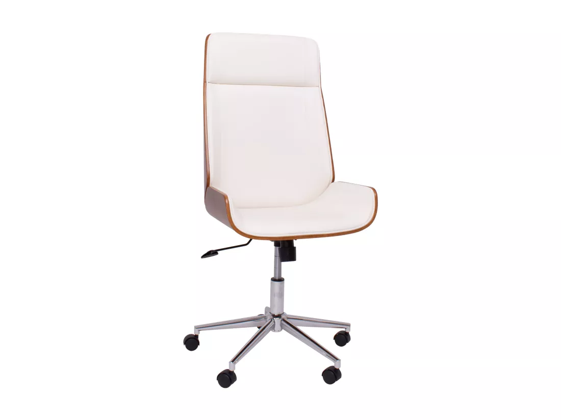 Suède - Fauteuil de bureau 54x109/119x42 cm en contreplaqué et simili cuir blanc