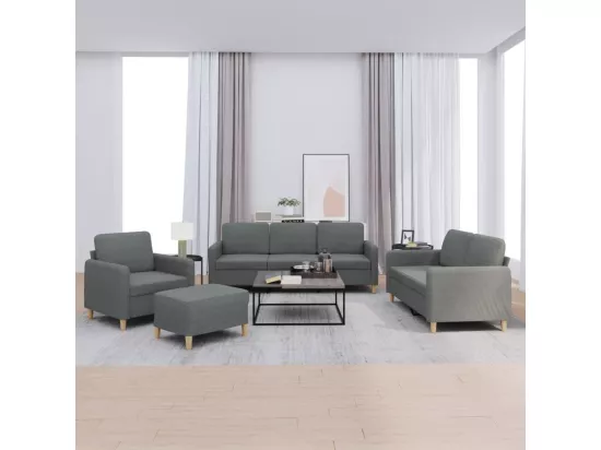 Ensemble de canapés 4 pcs avec coussins Gris foncé Tissu