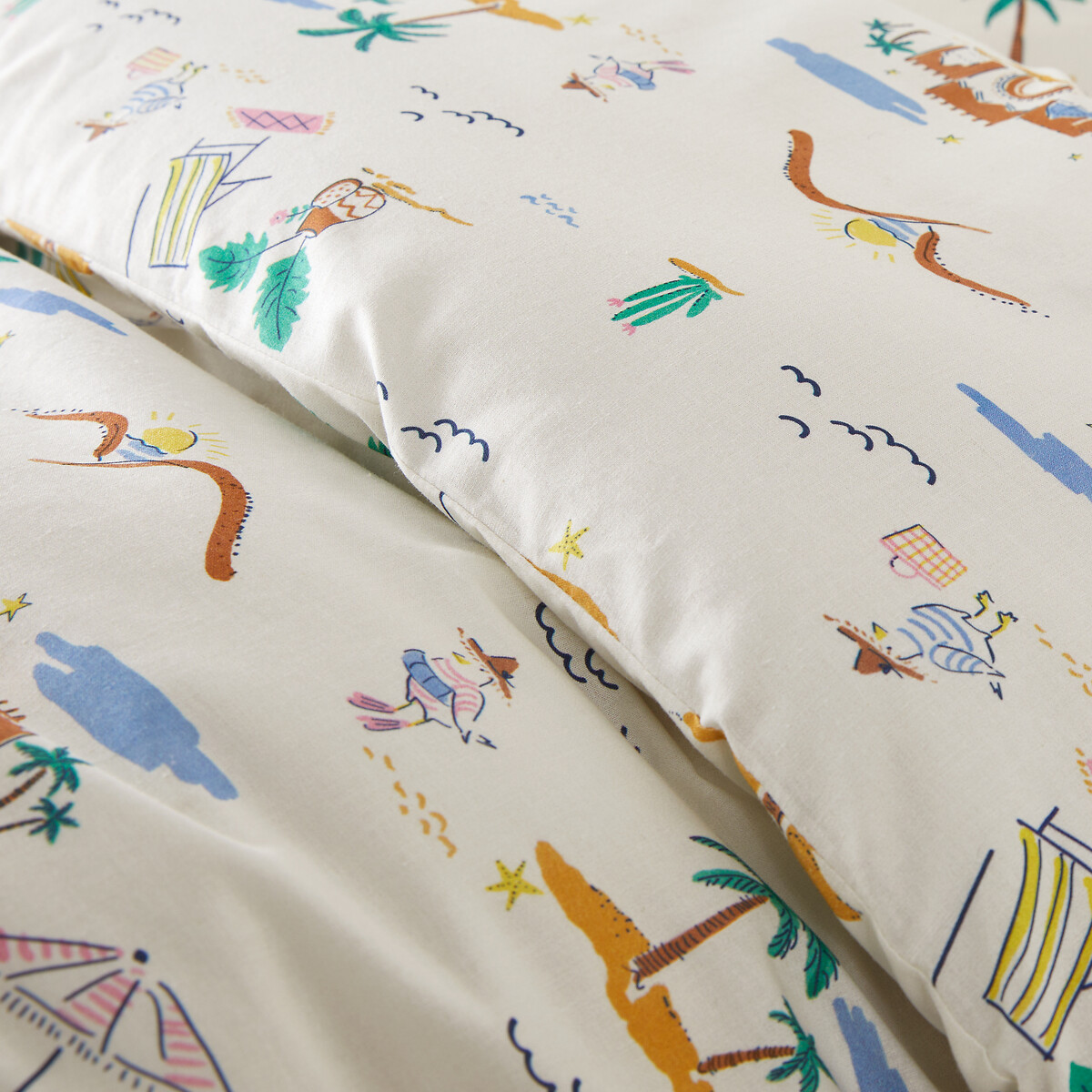 LA REDOUTE INTERIEURS<br>Conjunto de cama em 50% algodão reciclado com fronha quadrada Jadida