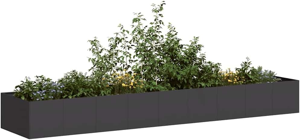 vidaXL Pflanzkübel Schwarz 360x80x40 cm Stahl, Pflanzschale, Garten-Garten-Pflanzkübel, Outdoor-Pflanzgefäß, Hochbeet, Pflanzgefäß, Blumenkasten