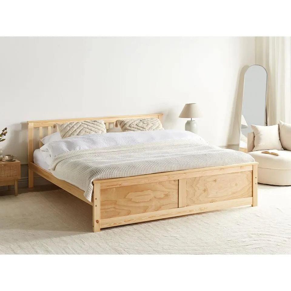 OLENDON - Tweepersoonsbed - Lichtbruin - 160 x 200 cm - Dennenhout