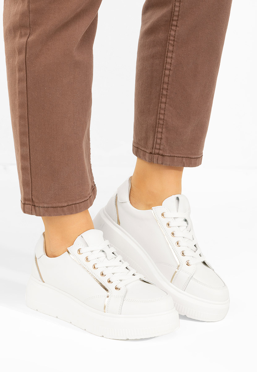 Baskets pour femme en cuir blancs Jolena