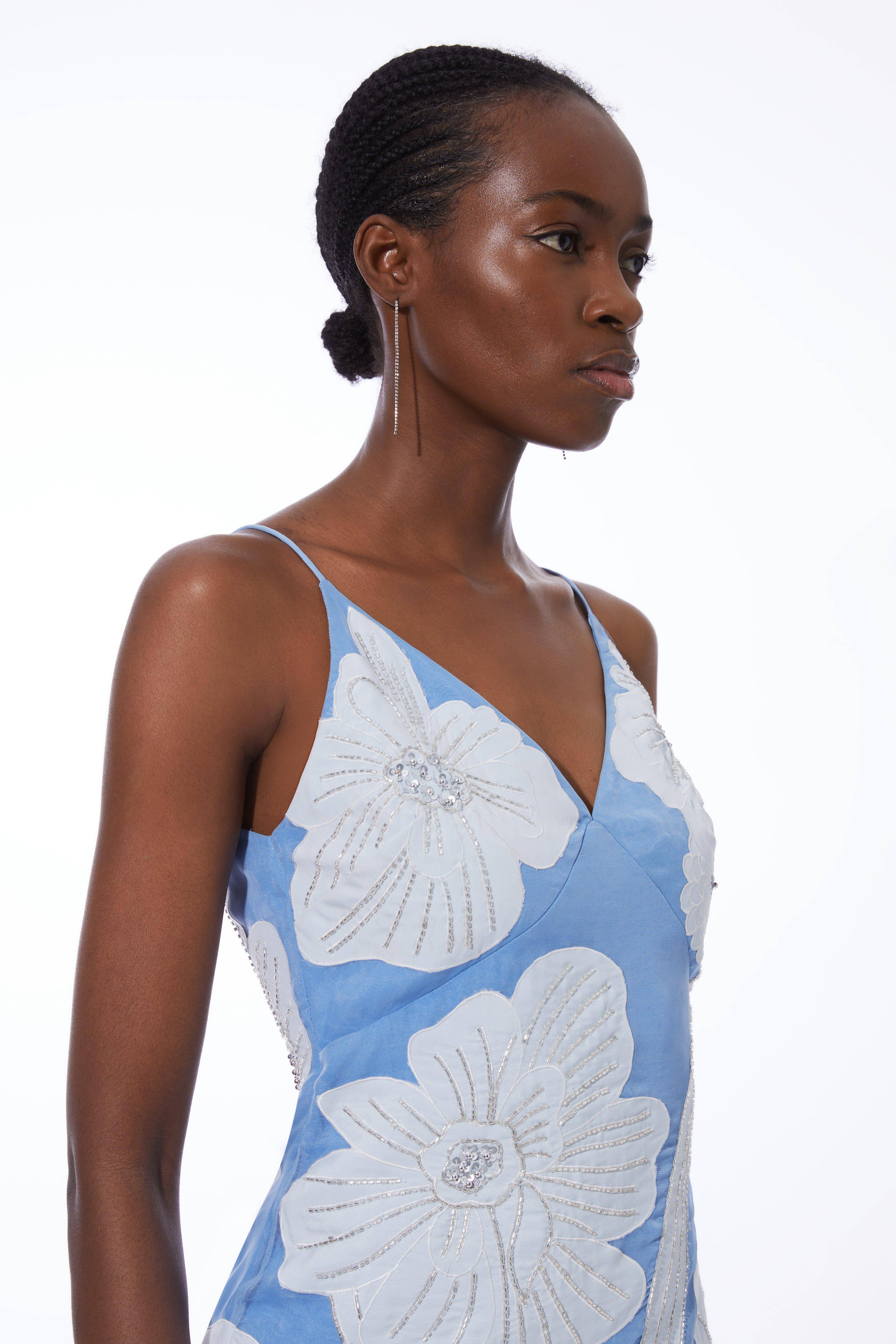 KarenMillen Robe Midi En Organdi Satiné Tissé Avec Appliqués