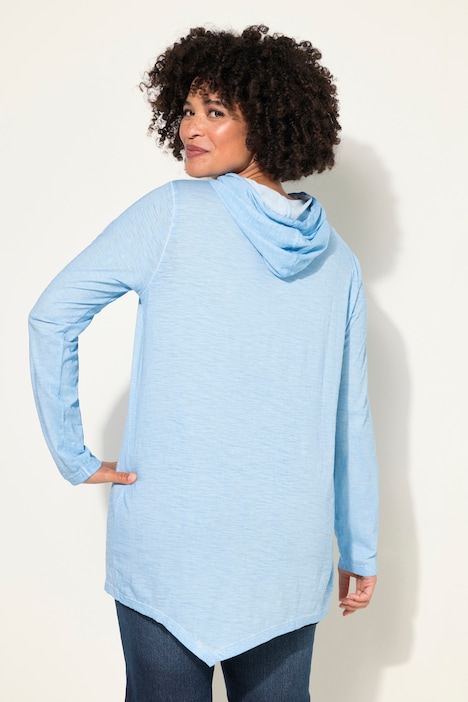 Hoodie, A-Linie, ColdDyed, großer Druck, Zipfelsaum