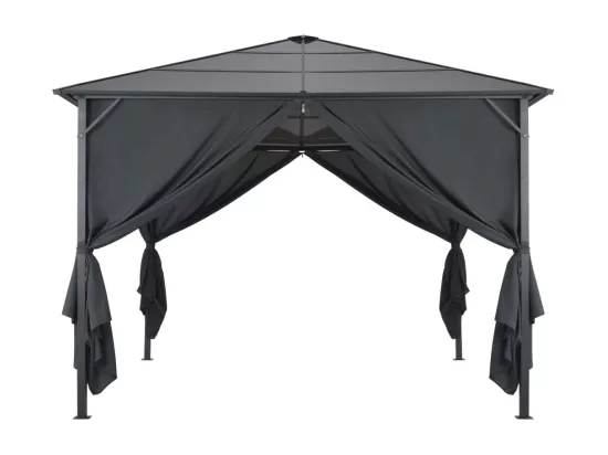 Tonnelle avec rideau Aluminium 3x3 m Noir