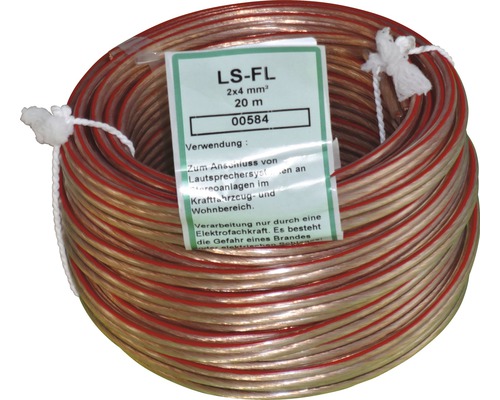 Luidsprekerkabel LS-FL 2x4 mm² 20 m transparant