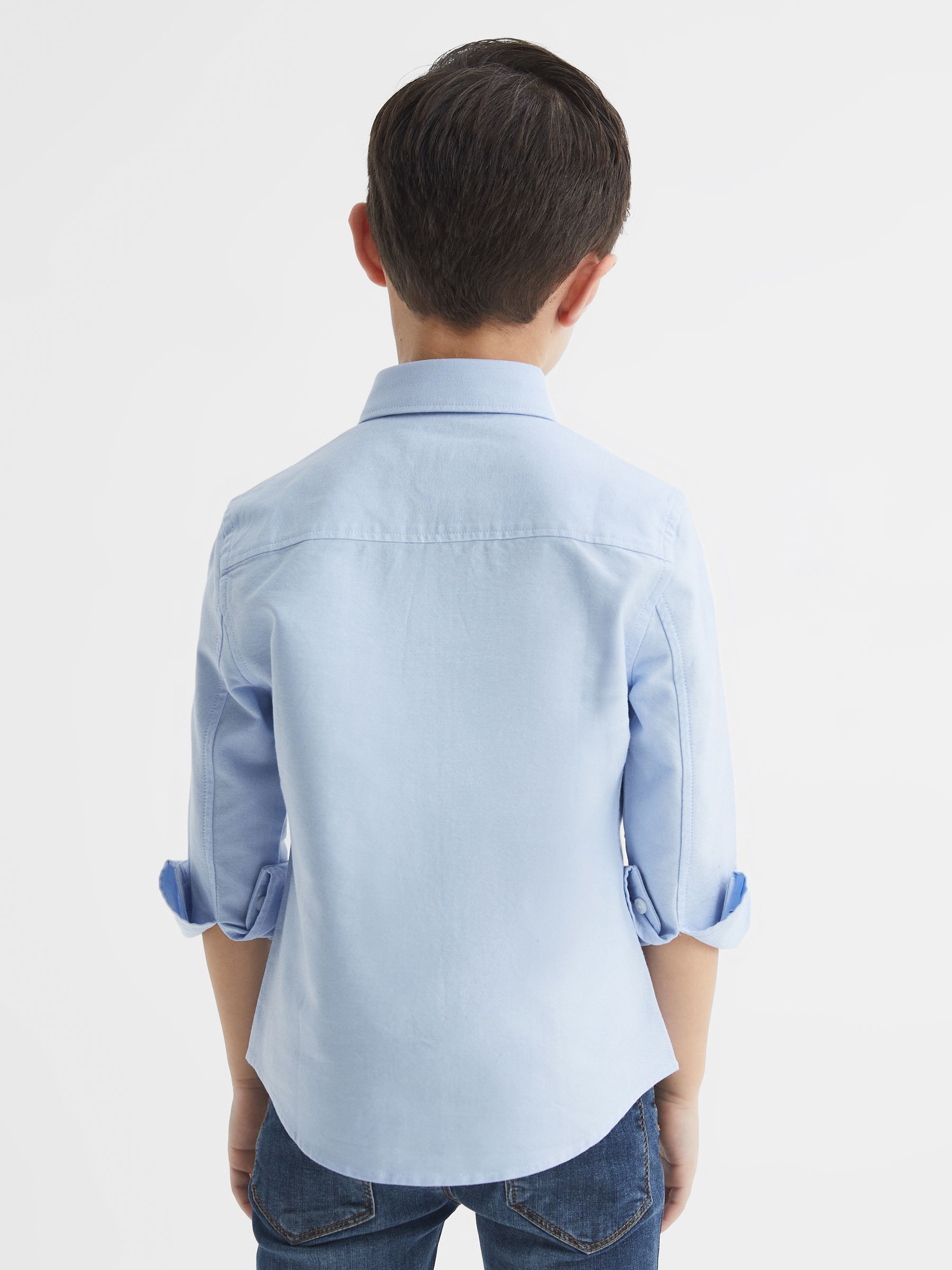 Zachtblauw - Reiss Greenwich Oxford overhemd met knopen