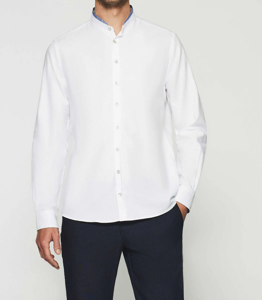 Chemise à coudières blanche et marine KENNY