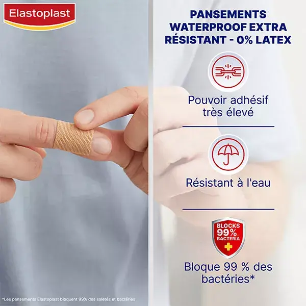 Curativo Elastoplast à prova d'água e extra resistente, 20 unidades