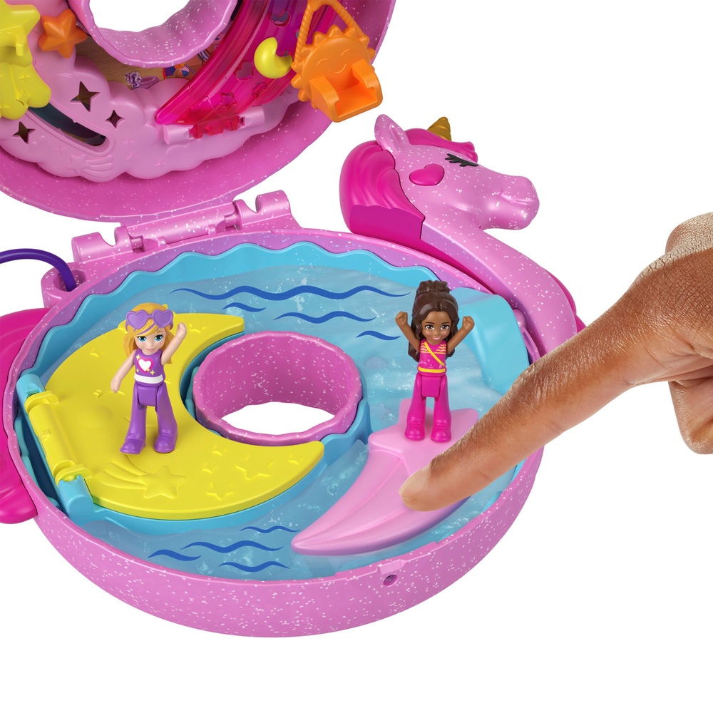 Polly Pocket Sparkle Cove Abenteuer Einhorn Schwimmring Kompaktes Spielset