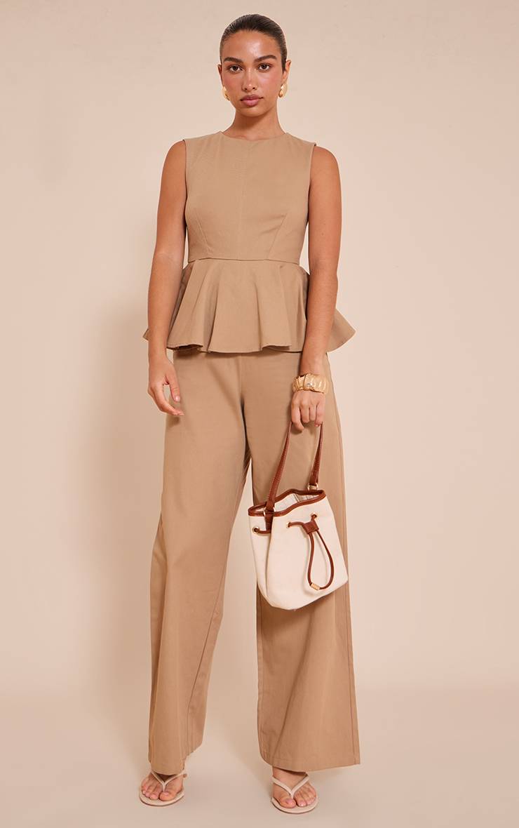 Moka Combinaison-pantalon En Coton À Jambes Larges Avec Détail Péplum