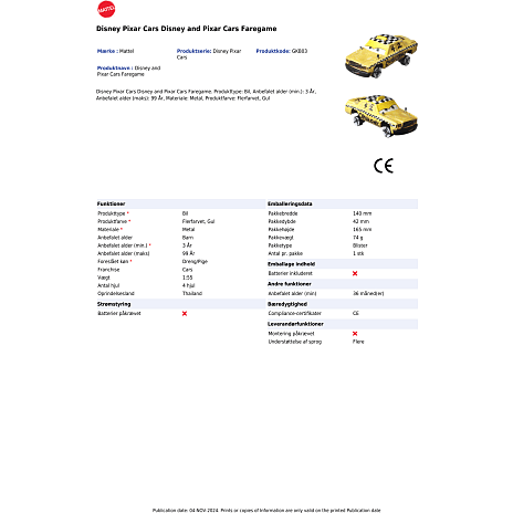 Disney Pixar Cars 3, 1 stk. legetøjsbil
