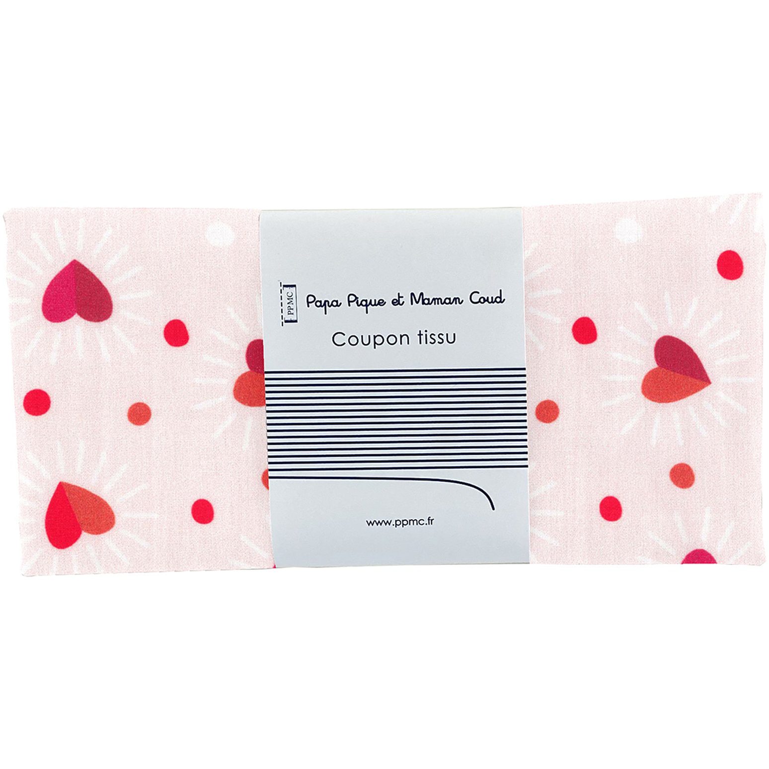 Coupon Tissu 50 Cm Ex2306 Coeurs Scintillants Rouges