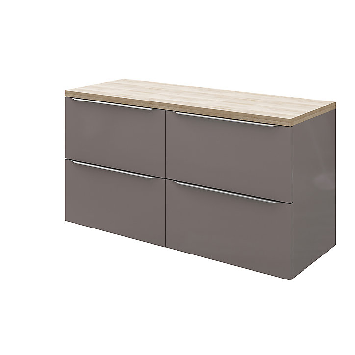 Meuble sous vasque à suspendre GoodHome Imandra gris taupé 120 cm + plan de toilette Hartland