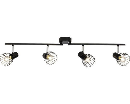Plafondspot, 4-lichts, 80 cm breed, zwart