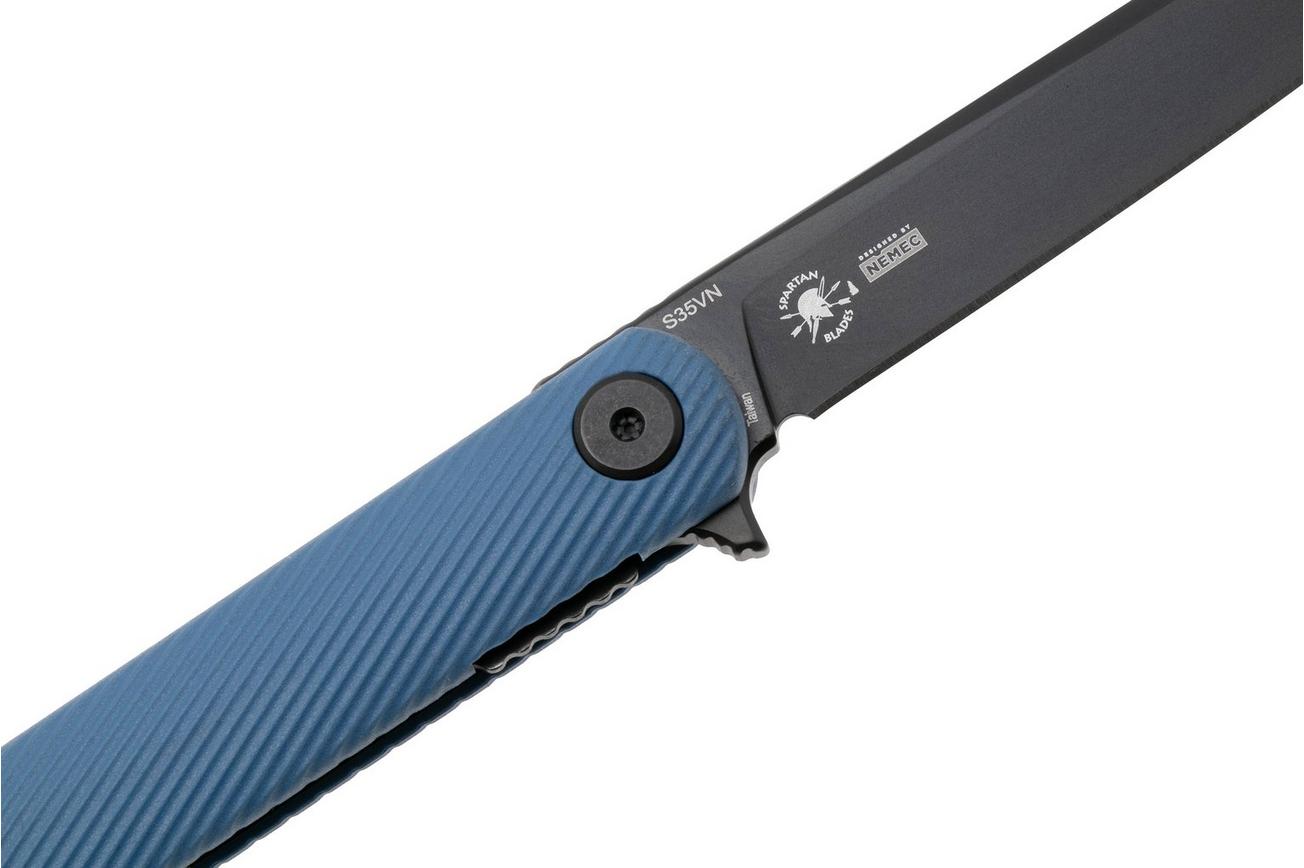 Spartan Blades Nemec Folder SFBL12BL, Black PVD CPM S35VN, Blue Sculpted GFN zakmes, Ondřej Němec design