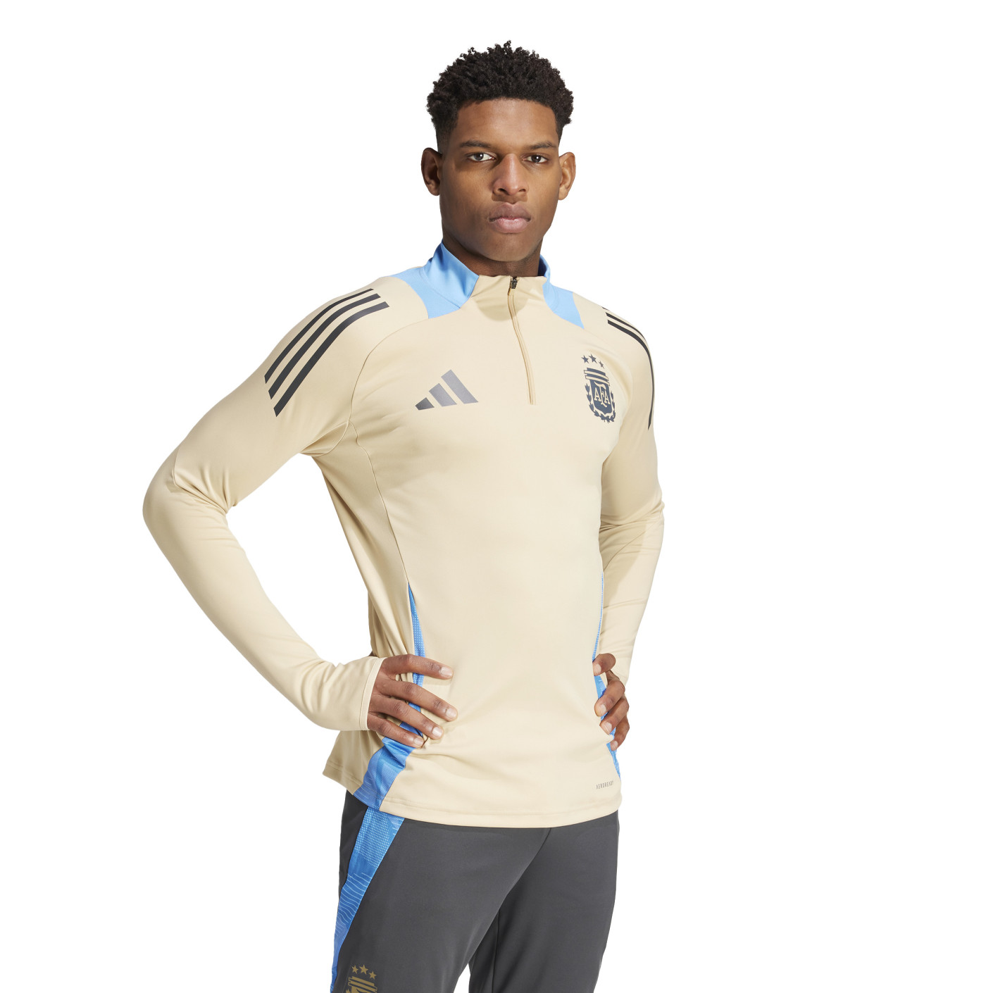 Adidas Argentinië Trainingstrui 1/4-Zip 2024-2026 Beige Lichtblauw Donkergrijs