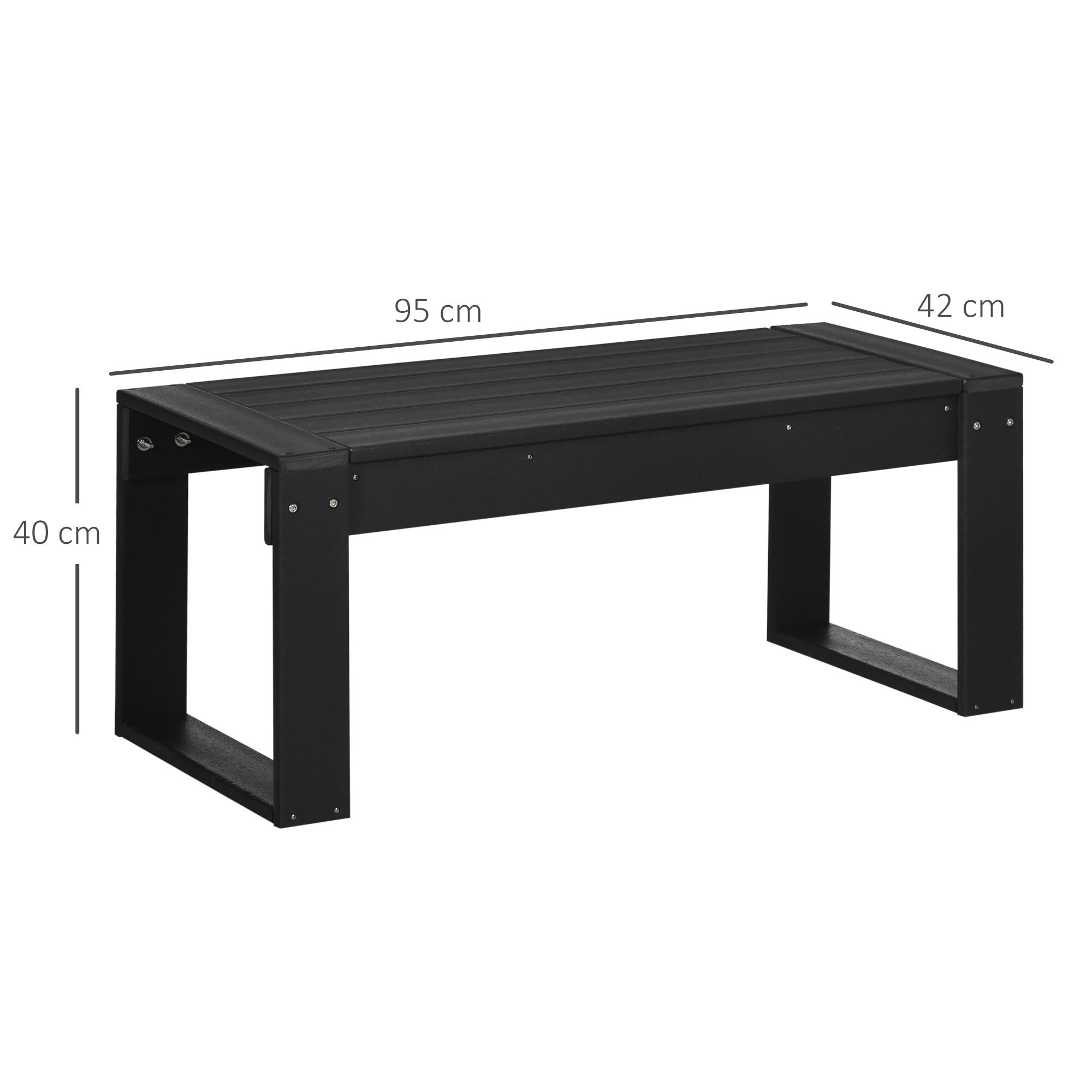 Outsunny Couchtisch mit Beinen schwarz 95L x 42B x 40H cm