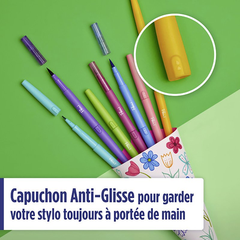 Stylo feutre Papermate Flair Dual double pointe écriture moyenne - Pochette de 8