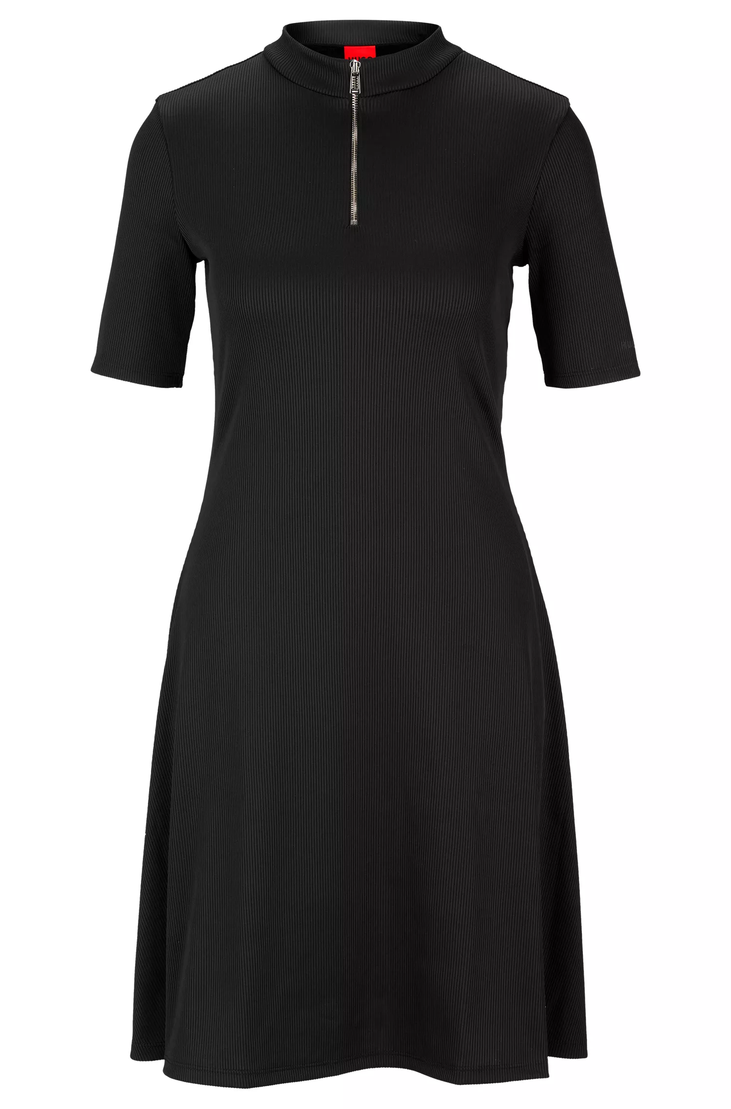 Vestido HUGO vermelho em jérsei elástico com decote em zíper.