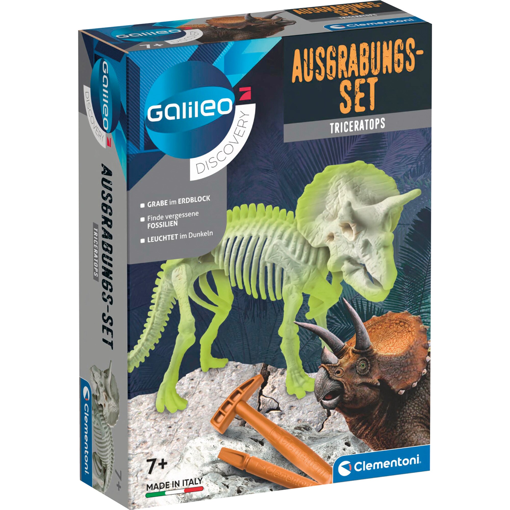 Clementoni Experimentierkasten Galileo Discovery - Ausgrabungs-Set Triceratops