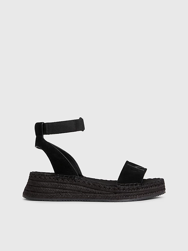 Sandálias espadrille de camurça com salto plataforma
