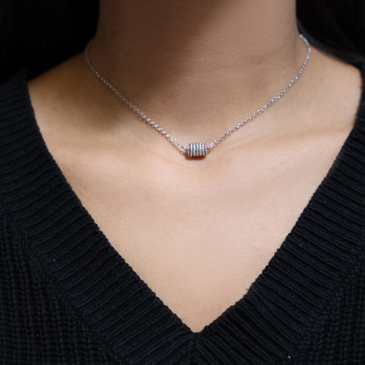 Collier Argent Rhodié Diamanté Claudia