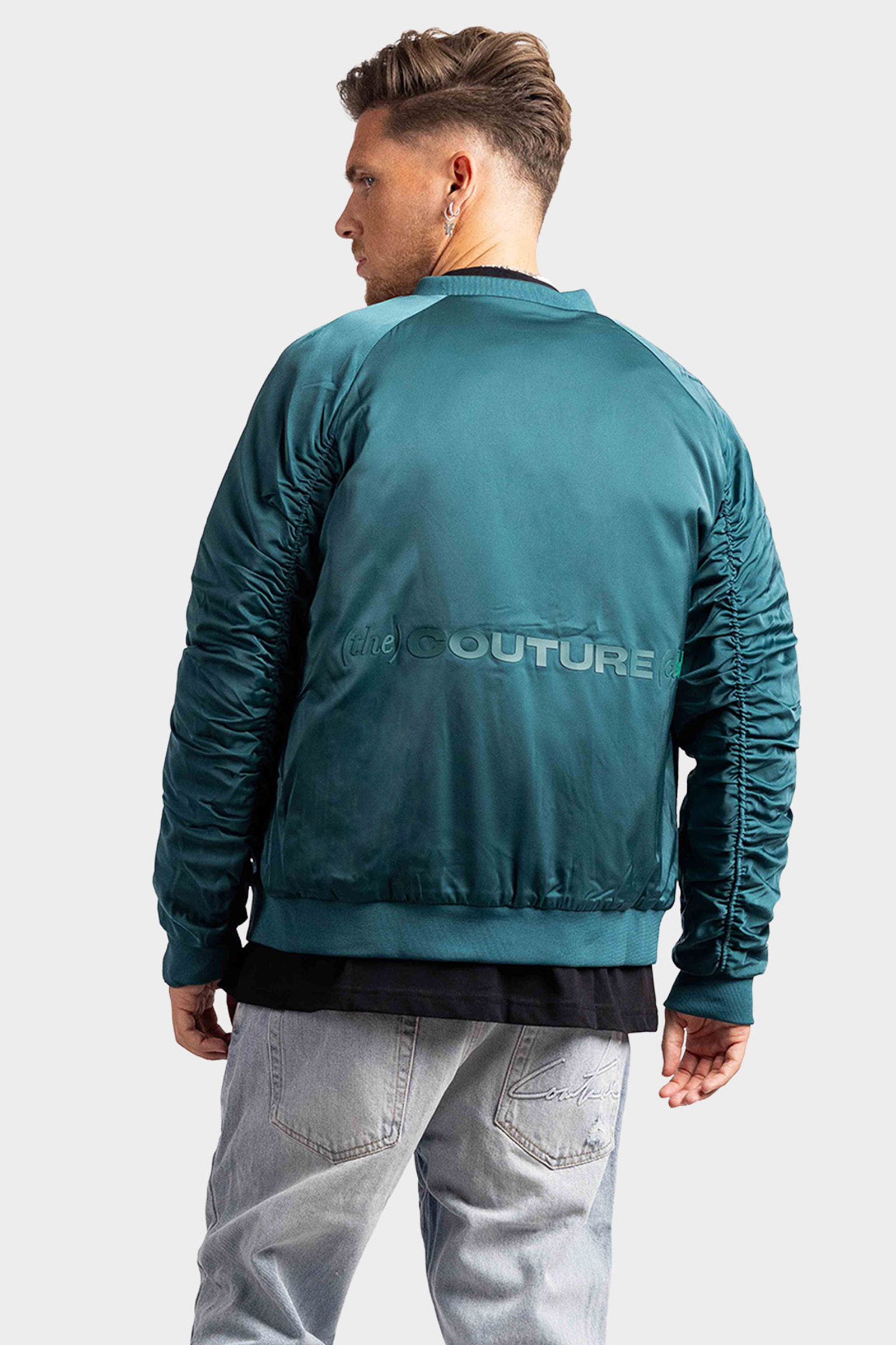Couture Club Detail Ruched Bomber Jas Heren Blauw