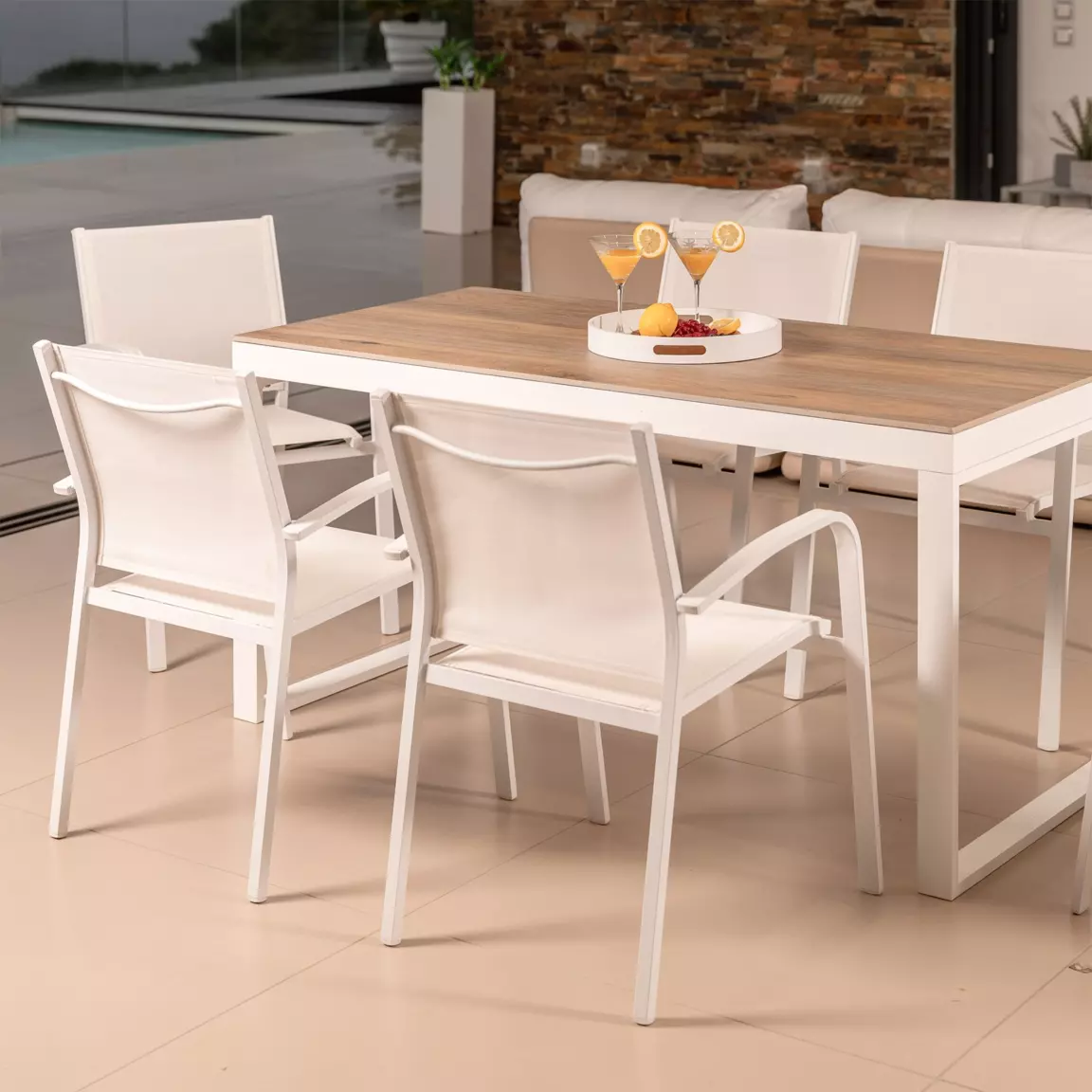 Fauteuil de jardin aluminium empilable Murano Blanc