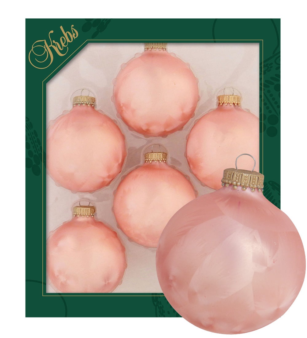 Koraalkleurige ijslak glazen ballen van 7 cm, effen, 6 stuks, kerstballen, kerstversieringen, kerstballen voor in de boom