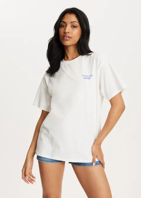 T-shirt met print vacay off-white (WIT.O)