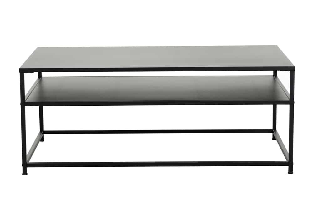 Moderner Couchtisch DURA STEEL 100cm schwarz Metall mit Ablagefach